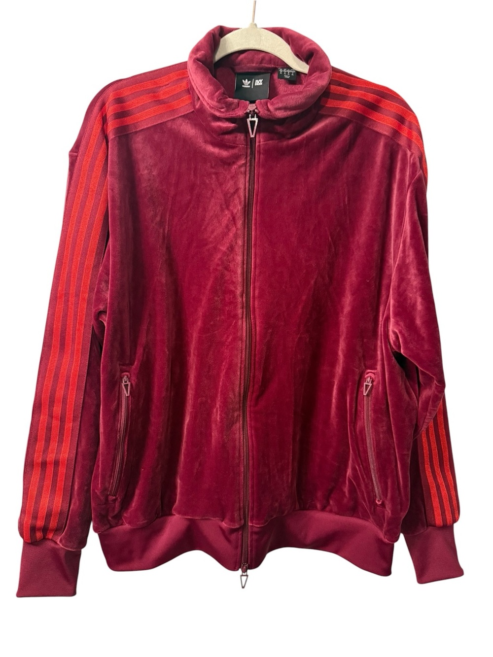 UNISEX Adidas Ivy Park Beyoncé velour track jacket in cherry wood Size XL NWOT